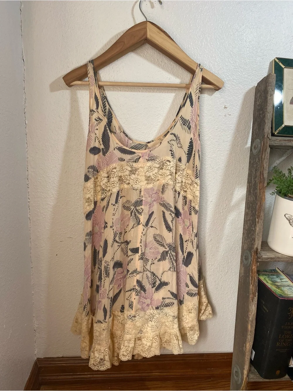 Free People Intimately She Swings Slip Dress Boho Fairy Neutral Combo Size Small